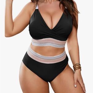 Elegant Black and White Two-Piece Bikini